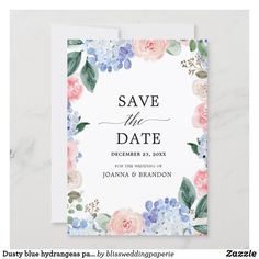 save the date card with watercolor flowers