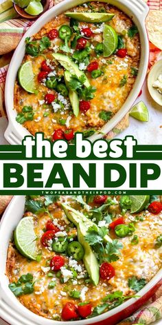 Make the Best Bean Dip for an easy Superbowl recipe or Gameday menu idea! This delicious football appetizer is always a party favorite! Serve warm with tortilla chips and your friends will be begging for this hot bean dip recipe! Best Bean Dip, Hot Bean Dip, Easy Bean Dip, Gameday Food, Refried Bean Dip, Bean Dip Recipe, Refried Bean, Canning Refried Beans, Dips Recipes