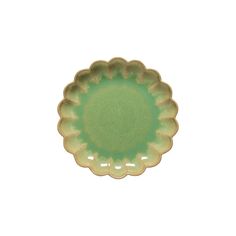 an empty green plate on a white background