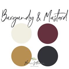 the words, burgandy and mustardd are in different colors