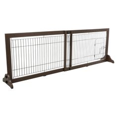 a large metal fence with two sections on each side and one section at the top