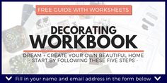 a poster with the words decorating workbook on it and an image of flowers