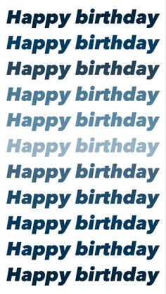 a birthday card with the words happy birthday written in blue ink on it's white background