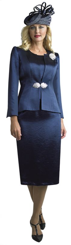 Lily & Taylor 4747 Elegant Blue Sets For Evening, Elegant Blue Evening Sets, Navy Fitted Wedding Sets, Elegant Navy Long Sleeve Set, Fitted Navy Sets For Spring, Church Dresses For Women Classy Chic, Dresses For Women Classy, Suit Colors, Church Dresses For Women