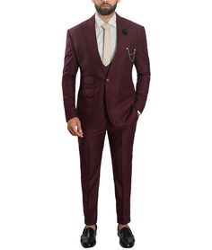 3-Piece Peak Lapel Burgundy Suit For Men
Introducing the 3 Piece Peak Lapel Men’s Burgundy Suit – a fusion of classic elegance and modern sophistication. Tailored to perfection, this suit blends the richness of burgundy with a distinguished peak lapel design. The deep burgundy color adds a touch of luxury, suitable for various formal occasions. The structured peak lapel jacket exudes authority and style, leaving a lasting impression. This complete suit set includes a jacket, vest, and pants, wit Classic Red Suit For Groom, Classic Red Suits For Groom, Burgundy Fitted Tuxedo For Business, Fitted Burgundy Tuxedo For Business, Semi-formal Fitted Burgundy Suit And Tie Accessories, Burgundy Fitted Suit For Semi-formal Occasions, Classic Single Button Suiting Fabric Sets, Classic Suiting Fabric Sets With Single Button, Classic Burgundy Suits For Business Casual