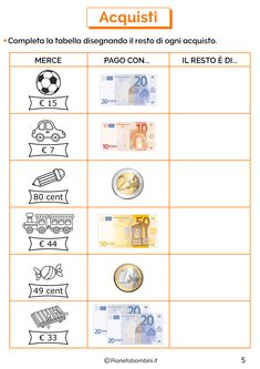 spanish money worksheet with numbers and symbols for kids to practice their counting skills