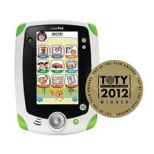 a white and green toy phone next to an award seal for the top toys 2012 winner