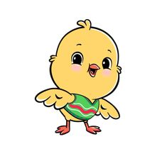 a cartoon chicken with an egg in it's beak and wings on its chest