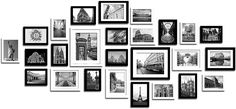 many black and white pictures are arranged in the shape of a heart