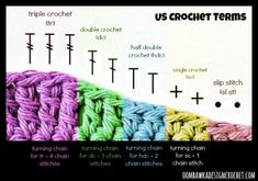 the crochet stitches are different colors and sizes