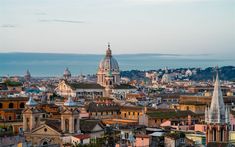 the skyline of rome, italy is seen from above