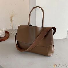 Bird in Bag - Large capacity shoulder handbag fashion new tote bag retro Brown Satchel Shoulder Bag With Solid Color, Brown Solid Color Shoulder Satchel, Brown Solid Color Satchel Shoulder Bag, Brown Solid Color Satchel For Travel, Brown Travel Satchel, Brown Solid Color Shoulder Bag For Everyday Use, Retro Beige Large Capacity Satchel, Retro Beige Satchel With Large Capacity, Retro Large Capacity Hobo Bag For Everyday