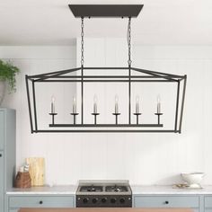 Laurel Foundry Modern Farmhouse Demi 6 - Light Steel Dimmable Kitchen Island Chandelier UL Certified & Reviews | Wayfair Lantern Silhouette, Island Chandelier, Chandelier Metal, Lantern Chandelier, Wayfair Furniture