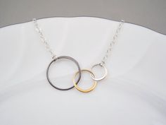 Mixed Metals Twisted Jewelry, Circle Necklace, Mixed Metals, Cable Chain, Charm Jewelry, Sterling Silver Chains, Circles, Charm Necklace, Beautiful Jewelry