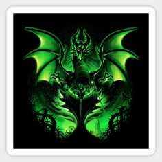 a green dragon with horns and wings on it's back