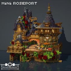 an image of a castle made out of legos on the water with text overlay that reads mine roseport