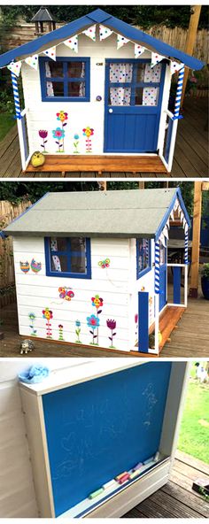 this is an image of a child's play house made out of wood and plastic