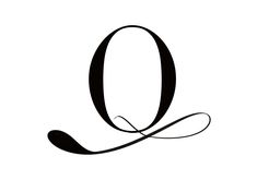 the letter q is written in cursive writing and has an elegant, black - and - white design