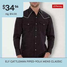 Work hard, play hard in this easy-care, Western-style shirt.Arc Rating Type: Not_applicableFeatures: PipedArc Thermal Performance Value (atpv): Not_applicableClosure Type: SnapFit: Classic FitIndustry: ConstructionNeckline: Collar NeckPockets: 2 Chest Snap PocketsSleeve Length: Long SleeveFiber Content: 65% Polyester, 35% CottonFabric Description: WovenCollar: Point CollarCare: Machine WashCountry of Origin: Imported Play Hard, Ely, Style Shirt, Western Shirts, Big And Tall, Western Style, Big & Tall, Western Fashion, Piping