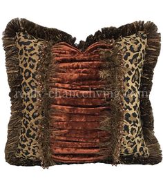 a leopard print pillow with ruffled edges