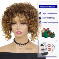 This elegant and fashionable wig is the perfect accessory to elevate any look. Whether for a special occasion or everyday wear, this wig is versatile and easy to style. Do you wanahavit? - Mommy Wig, Natural Haircuts, Curly Wigs For Black Women, Curly Wig With Bangs, Short Curly Wigs, Long Sleeve Outerwear, Wig With Bangs, Curly Wig, Sleeveless Tee