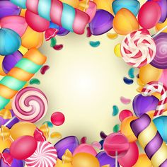 an image of colorful candies and lollipops