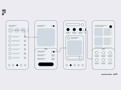 three different types of cell phones are shown in this graphic art work, one is white and the other is black