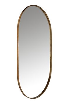 an oval mirror is shown against a white background