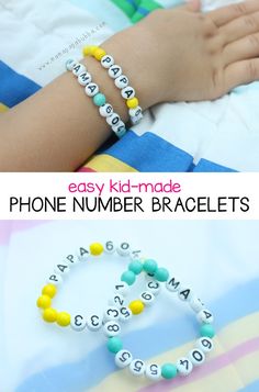 two pictures with the words phone number bracelets