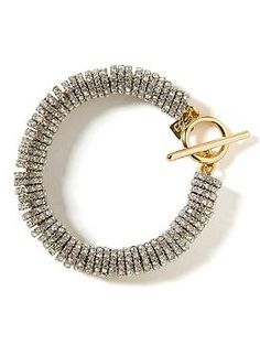 Pave Rondelle Bracelet | Banana Republic - $35 Metal Bangle With Diamond Accents, Metal Bracelets With Sparkling Stones, Metal Round Bracelet With Rhinestones, Metal Bracelet With Diamond Accents, Metal Round Bracelets With Rhinestones, Metal Hoop Jewelry With Bling, Metal Bracelet With Rhinestones, Metal Bracelets With Rhinestones, Chic Metal Jewelry With Rhinestones