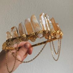 CITRINE GOLD SUN With Citrine Crystal Chips Crown Tiara Wedding Accessories Festivals Moon Jewellery Witchcraft Gift Yellow Crystals - Etsy Gold Sun Crown, Fairy Crowns, Sun Decor, Moon Jewellery, Yellow Crystals, Queen Goddess, Fairy Crown, Fairy Tale Wedding Dress, Tiara Wedding