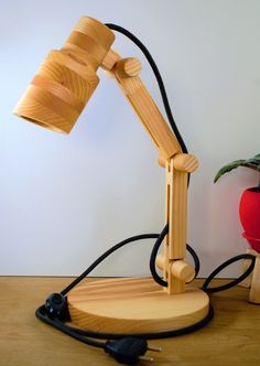 Handcrafted wooden adjustable table lamp Wooden Desk Lamp, Wooden Lamps Design, Wood Lamp Design, Wooden Lamps, Lamps Design, Led Desk Lighting, Wooden Table Lamp, Wooden Table Lamps, Wood Lamp