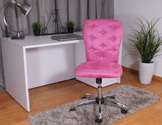 Office Chair Girly Desk, Home Office Decor For Women, Pink Office Chair, Girly Office, Tiffany Chair, Office Decor For Women, Wingback Accent Chair, Pink Office