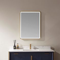 Vinnova Piceno Rectangle LED Lighted Accent Bathroom/Vanity Wall Mirror Accent Bathroom, Bathroom Vanity Wall, Mirror Bed, Vanity Wall Mirror, Free Mirror, Stone Bath, Rectangular Mirror, Adjustable Lighting, Framed Mirror Wall