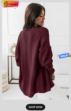 Wine Red Buttons Front Textured Knit Cardigan Red Long Sleeve Cardigan With Textured Knit, Red Long Sleeve Textured Knit Cardigan, Red Textured Knit Long Sleeve Cardigan, Red Textured Knit Cardigan For Fall, Red Knit V-neck Cardigan, Red V-neck Knit Cardigan, Burgundy Knit Sweater For Fall, Red Soft Knit Cardigan, Red Open Front Cardigan For Fall