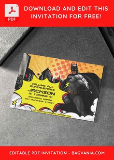 Download (Free PDF Invitation) Batman Gotham Knight Birthday Invitations #free #freeinvitation2019 #birthday #disney #invitations #invitationtemplates