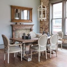 White Washed Arm Chair-Iron Accents Distressed White Kitchen Table, French Farm Table, Shimmer Wallpaper, Painted Fox Home, Furniture Reupholstery, French Country Dining Room, Column Table, Hanging Tent, Farmhouse Tables