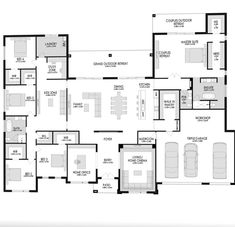 the floor plan for an apartment with two garages and three living areas on each side