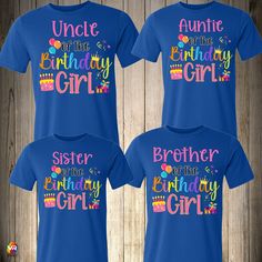 Birthday Girl 🎀 THIS LISTING IS FOR ONE SHIRT ONLY DIRECT TO GARMENT PRINTING How to order: Select Size. Select Shirt Color. Please Provide the Name & Age of your Birthday Girl (The name and Age It will only be included in the Birthday Girl shirt ) Please provide the following information Custom Name: (for Ex. Mommy, Daddy, Brother, Sister, Birthday Boy Etc.) (Age will only appear on the birthday girl shirt.) To order multiple shirts you will need to repeat this process and add it to your cart, then you can checkout all at the same time. We use first Quality T shirt pre-shrunk cotton. WE STRONGLY RECOMMEND TO TAKE A LOOK AT THE CHART SIZE FOR SIZE INFORMATION ✔The print is for the FRONT ONLY ✔Our handling time is 3-5 business days. ✔We Print and ship from USA. All Orders are custom made a Blue T-shirt With Custom Print For Birthday, Blue Letter Print T-shirt For Birthday, Cute Blue T-shirt For Birthday, Blue T-shirt With Name Print For Birthday, Blue Short Sleeve T-shirt For Birthday Gift, Blue T-shirt With Letter Print For Birthday Gift, Blue Custom Print T-shirt For Birthday, Personalized Blue T-shirt For Birthday, Kids Birthday Shirts