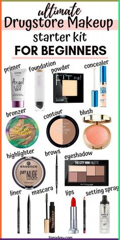 The Ultimate Drugstore Makeup Starter Kit For Beginners! The best drugstore makeup products for beginners to start your makeup kit on a budget! Makeup Starter Kit For Beginners, Grunge Blonde, Basic Makeup For Beginners, Skater Hair, Makeup Beginner, Bronzer Powder