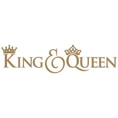 the logo for king and queen, which is gold with brown lettering on white background