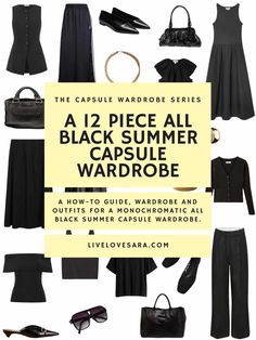 Black Capsule Wardrobe, Capsule Wardrobe Dresses, Coach Outfits, Black Mood, Capsule Wardrobe Casual, Black Wardrobe, All Black Fashion, Summer Capsule, Spring Capsule Wardrobe