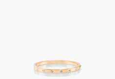 It's always a good time to add a little shine. Stack this crystal-inset bangle with a few others from your collection or let it sparkle on its own. | Kate Spade Set In Stone Hinged Bangle, Clear/Gold Sparkle And Shine, Gold Bangle, Bangle Set, Hinged Bangle, Contemporary Fashion, Good Time, Girls Best Friend, Gold Bangles, Kate Spade New York