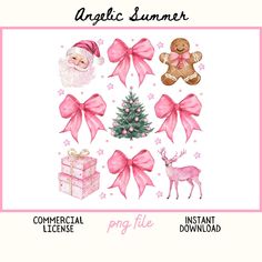 an image of christmas stickers with pink bows