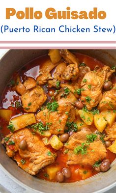 Chicken stew in a pot up close. Pollo Guisado Recipe, Chicken Legs And Thighs, Chicken Stew Recipe, Bone In Chicken, Stew Chicken Recipe, Hearty Chicken