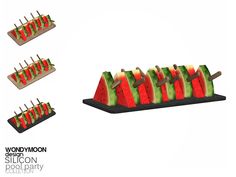 an assortment of slices of watermelon on a tray