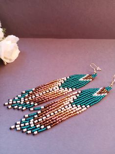 Bead Earrings Dark Turquoise Very Long Earrings Extra Long - Etsy Extra Long Earrings, Boho Earring, Dark Turquoise, Seed Bead Earrings, Earrings Boho, Fringe Earrings, Bead Earrings, Long Earrings, Boho Earrings