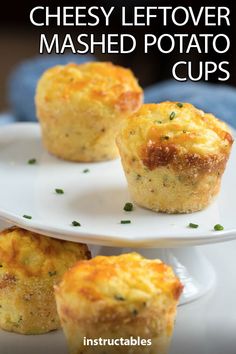 three small muffins on a white plate with green garnish and parsley