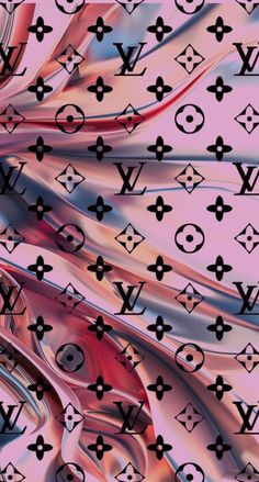 an image of a pink and black background with louis vuitton symbols on it