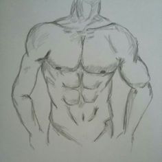 a drawing of a man's back with no shirt on, and his hands behind him